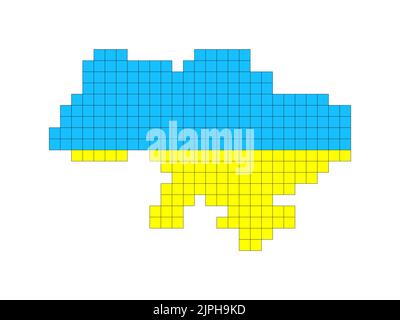 Pixelumriss der Ukraine. Geografische Grenzen des Landes. eps 10 Stockfoto