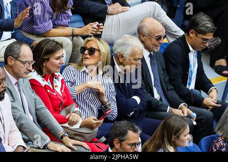 New York, USA. 08. September 2019. Ralph Lauren und seine Frau Ricky Anne Loew-Beer sehen am 08. September 2019 in New York City das Finale zwischen dem Spanier Rafael Nadal und dem Russen Daniil Medvedev im Arthur Ashe Stadium im USTA Billie Jean King National Tennis Center. Kredit: Unabhängige Fotoagentur/Alamy Live Nachrichten Stockfoto