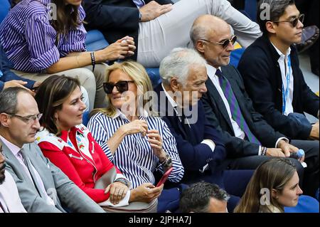 New York, USA. 08. September 2019. Ralph Lauren und seine Frau Ricky Anne Loew-Beer sehen am 08. September 2019 in New York City das Finale zwischen dem Spanier Rafael Nadal und dem Russen Daniil Medvedev im Arthur Ashe Stadium im USTA Billie Jean King National Tennis Center. Kredit: Unabhängige Fotoagentur/Alamy Live Nachrichten Stockfoto