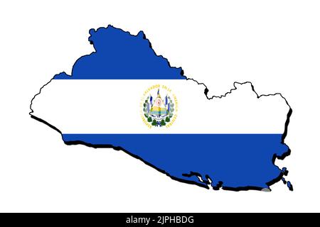 Silhouette der Karte von El Salvador mit ihrer Flagge Stockfoto