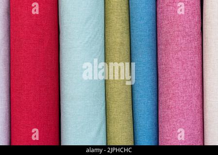 Eine Reihe von Mustern von Stoffmöbeln Dekorationslinien von textilen Texturen. Modus und Ton für eine luxuriöse Innenausstattung. Abstrakter Hintergrund Stockfoto
