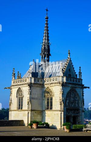 Frankreich, Indre-et-Loire, Amboise, königliche Burg von Amboise, Kapelle des heiligen Hubert, wo Leonardo da Vinci begraben ist Stockfoto