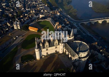 Frankreich, Indre-et-Loire (37), Amboise, Loire-Tal, das von der UNESCO zum Weltkulturerbe erklärt wurde, Schlösser im Loire-Tal, königliche Burg von Amboise Stockfoto