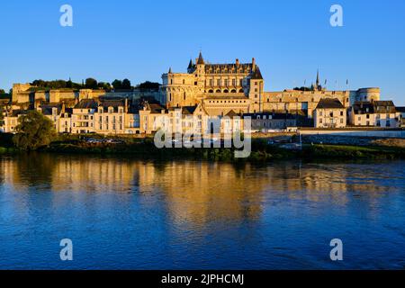 Frankreich, Indre-et-Loire (37), Amboise, Loire-Tal, das von der UNESCO zum Weltkulturerbe erklärt wurde, Schlösser im Loire-Tal, königliche Burg von Amboise Stockfoto