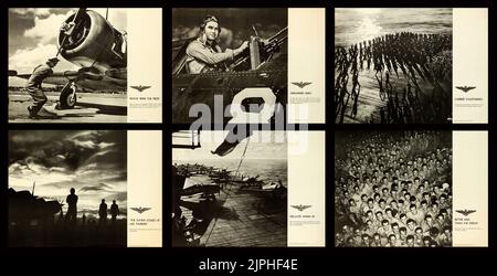 Set aus sechs Weltkrieg II US Naval Aviation (USA Navy, Anfang 1940s) - Aviation Training Poster - hohe Auflösung. US-Soldaten bereiten sich auf den Krieg vor. Stockfoto