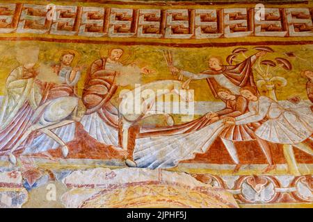 Frankreich, Indre (36), Nohant-Vic, St. Martin's Church of Vic, die eine außergewöhnliche Reihe von Fresken aus dem Anfang des zwölften Jahrhunderts beherbergt Stockfoto