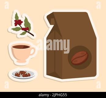 Internationaler Kaffeetag, Aufkleber Stock Vektor