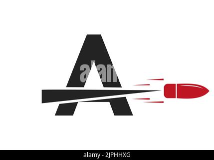 Schreiben Sie Eine Aufnahme Bullet Logo Vektor-Vorlage Konzept für Verteidigung Logo Stock Vektor