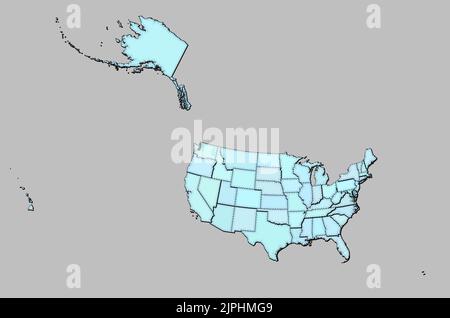 Vereinigte Staaten von Amerika Karte mit Staaten isoliert Stock Vektor