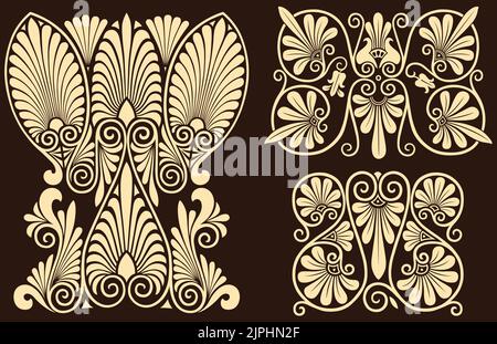 Eine Reihe von Vintage-Vektor griechischen Stil dekorative Symbole und Elemente. Stock Vektor