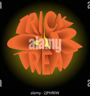 Happy Halloween und Trick or Treat 3D Illustration Text Banner. Halloween-Banner mit Hintergrund hinten. Stock Vektor