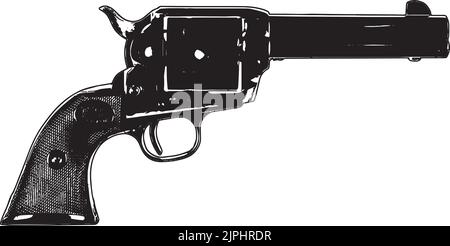Wild West Gun Revolver alten klassischen schwarz-weißen Logo Stock Vektor