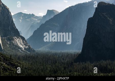 Yosemite-Nationalpark, Kalifornien, USA. 10. August 2022. Yosemite National Park am 10. August 2022. Der Yosemite National Park wurde 1890 gegründet, als John Muir eine erfolgreiche Bewegung anführte, die den Kongress dazu brachte, das Yosemite Valley und seine Umgebung als Nationalpark zu etablieren, der eine Fläche von 759 620 Hektar umfasst. Yosemite verzeichnet im Durchschnitt vier Millionen Besucher pro Jahr. (Bild: © Bryan Smith/ZUMA Press Wire) Stockfoto