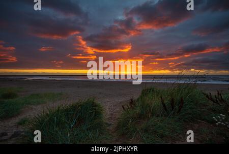 Sonnenaufgang am Berwick Pier, Englands nördlichster Leuchtturm Stockfoto