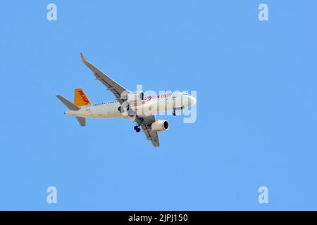 Pegasus Airlines (ist eine türkische Low-Cost-Fluggesellschaft), Airbus A320-251N, Budapest, Ungarn, Magyarország, Europa Stockfoto