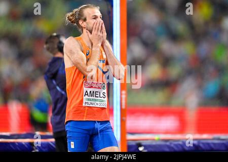 MÜNCHEN, DEUTSCHLAND - 18. AUGUST: Douwe Amels aus den Niederlanden startet im Männer-Hochsprung bei der Europameisterschaft München 2022 im Olympiastadion am 18. August 2022 in München (Foto: Andy Astfalck/BSR Agency) Stockfoto