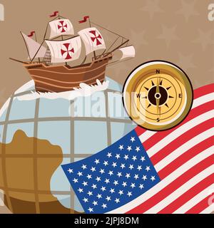 Happy columbus Day Poster Stock Vektor