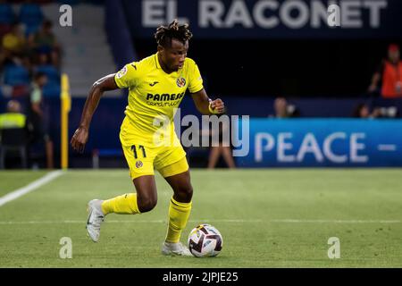 Villarreals Samuel Chimerenka Chukwueze während DES PLAYOFF-LEAGUE-Spiels zwischen Villarreal CF und der Split von der Chajduk im Stadion Ciutat de Valencia. Foto von Jose Miguel Fernandez /Alamy Live News ) Stockfoto