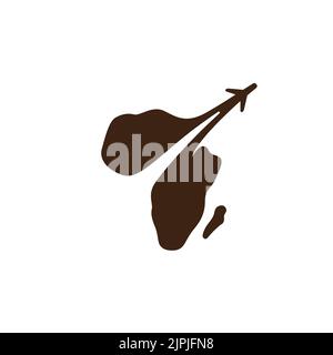Ein Vektor einer braunen Logoidee mit einem Flugzeug auf weißem Hintergrund Stock Vektor