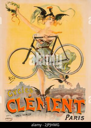 1898: Vintage Französisch Werbung Fahrrad Poster. Radelt Clement Paris mit Dunlop. PAL (Jean de Paleologue) (1860-1942) wurde in Bukarest, Rumänien, geboren. Nach seinem Aufenthalt in London zog er 1893 nach Paris und war für seine Plakate schöner Frauen bekannt. 1900 zog er in die Vereinigten Staaten und arbeitete in angewandter Grafik, darunter Vanity Fair. Später entwickelte er Werbung und Werbung für die Automobil-, Film- und Animationsbranche. (Bild: © Vintage Poster/ZUMA Press Wire) Stockfoto
