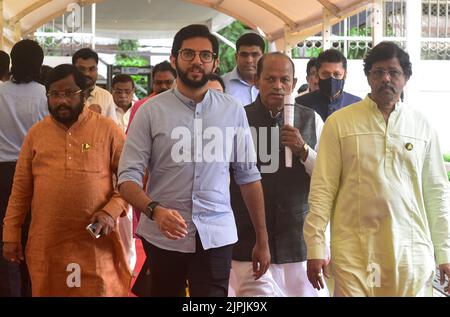 Mumbai, Indien. 18. August 2022. MUMBAI, INDIEN - 18. AUGUST: MLA Aaditya Thackeray während der Monsunsitzung in Vidhan Bhavan am 18. August 2022 in Mumbai, Indien. (Foto: Anshuman Poyrekar/Hindustan Times/Sipa USA) Quelle: SIPA USA/Alamy Live News Stockfoto