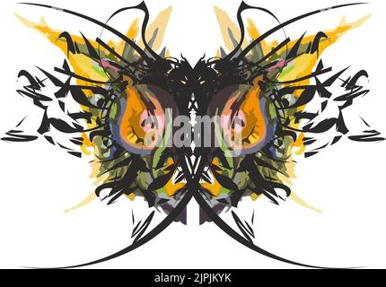 Monster Schmetterling Flügel isoliert auf einem weißen Hintergrund für Drucke oder Stoffe. Bunte Schmetterlingsflügel splahes für Halloween, Dekorationen, Textilien Stockfoto