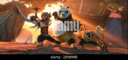 MASTER KRAN, TIGERIN, Po der Panda, MANTIS, AFFE, VIPER, KUNG FU PANDA 2, 2011 Stockfoto