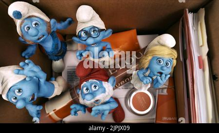 GROUCHY, GUTSY, BRAINY, PAPA, SCHLUMPFINE, die Schlümpfe, 2011 Stockfoto