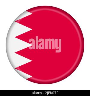 Bahrain-Flag-Taste 3D Abbildung mit Clipping-Pfad Stockfoto