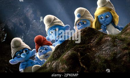 BRAINY, PAPA, GROUCHY, GUTSY, SCHLUMFETTE, DIE SCHLÜMPFE, 2011 Stockfoto