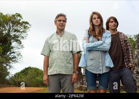 GEORGE CLOONEY, Shailene Woodley, Nick Krause, die nachkommen, 2011 Stockfoto