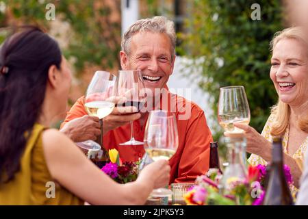 Garten, Sommer, Alkohol, Freunde, Toast, Cheers, Gärten, Sommer, Alkohole, Freund, Toasts, jubeln Stockfoto