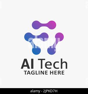 Logo-Design für künstliche Intelligenz/KI-Technologie Stock Vektor