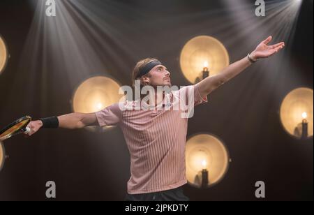 März 8 2022; Indian Wells, CA 2022 BNP Paribas Open Stefanos Tsitsipas (GRE) Stockfoto
