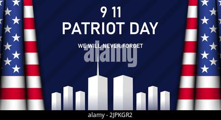 9,11 Patriot Day Illustration horizontales Banner Stock Vektor