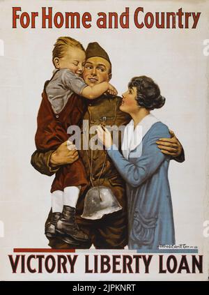 Propagandaposter des Ersten Weltkriegs (American Lithographic, 1918). Plakat 'für Heimat und Land - Victory Liberty Loan' Stockfoto