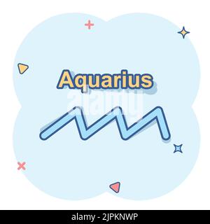 Vektor cartoon Aquarius zodiac Symbol im Comic-stil. Sternzeichen Abbildung Piktogramm. Wassermann Horoskop business splash Wirkung Konzept. Stock Vektor