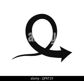 Symbol für den Pfeil der handgezeichneten Schleife. Auffälliges, schwarzes Pfeil-Design mit Doodle-Motiv. Linie mit Zeigersymbol. Vektordarstellung auf weißem Hintergrund isoliert Stock Vektor
