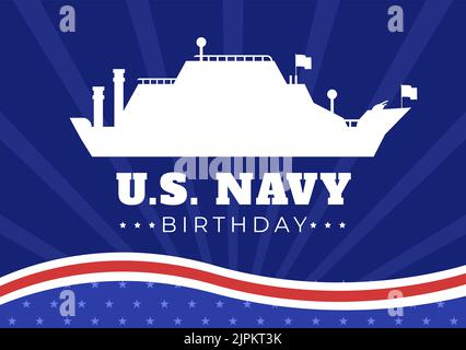 US Navy Geburtstag am 13.. Oktober handgezeichnete Cartoon flache Illustration geeignet für Poster, Banner und Grußkarte im Hintergrund-Stil Stock Vektor