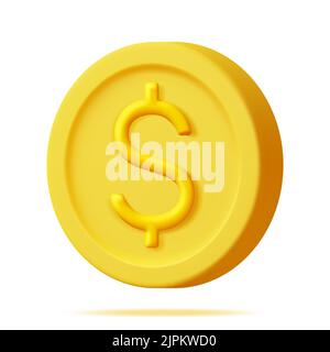 3D Goldmünze mit Dollarzeichen Stock Vektor