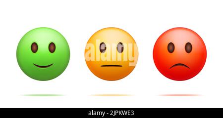 3D Checkliste zur Bewertung von Smiley Emoticons Stock Vektor