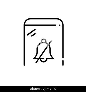 Benachrichtigungen auf dem Smartphone aus. Pixel-perfektes, bearbeitbares Strichsymbol Stock Vektor