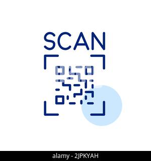 Scannen Sie einen qr-Code. Pixel-perfektes, bearbeitbares Strichliniensymbol Stock Vektor