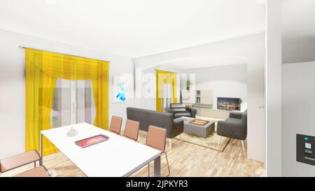 Moderne Einrichtung. Modernes Wohnzimmer im jahr 3D Stockfoto