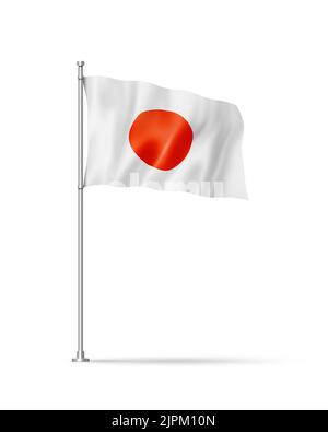 Japan-Flagge, Abbildung 3D, isoliert auf Weiß Stockfoto