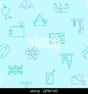 Physik nahtloses Muster im Linienstil. Vektorgrafik Stock Vektor