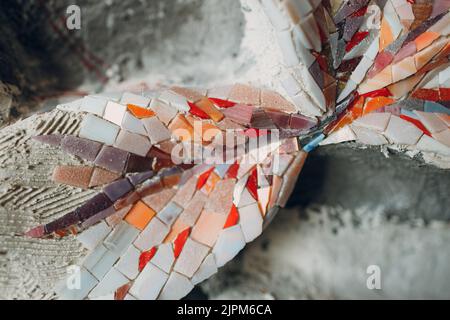 Moderne abstrakte bunte Smaltglas Mosaik Hintergrund Muster Fragment. Stockfoto