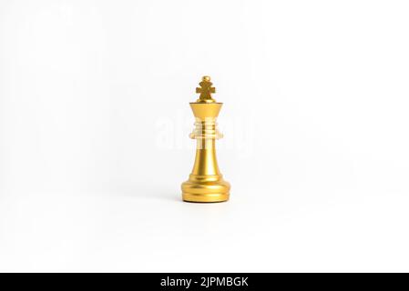 Schachspiel Gold isoliert auf weißem Hintergrund. Stockfoto