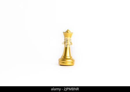 Schachspiel Gold isoliert auf weißem Hintergrund. Stockfoto