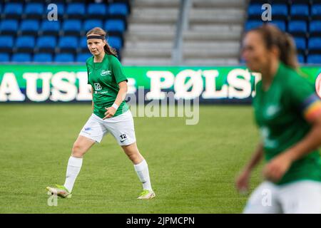 Hjorring, Dänemark. 18. August 2022. Signe Baattrup (12) von Fortuna Hjorring beim Qualifikationsspiel der UEFA Women's Champions League zwischen Fortuna Hjorring und Eintracht Frankfurt im Hjorring Stadion in Hjorring. (Foto: Gonzales Photo/Alamy Live News Stockfoto